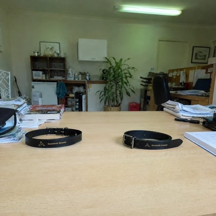 Belts with logo embossing - customer photo
